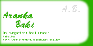 aranka baki business card